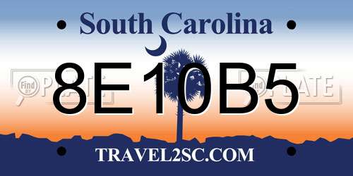 8E10B5 South Carolina License Plate