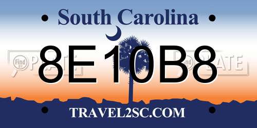 8E10B8 South Carolina License Plate