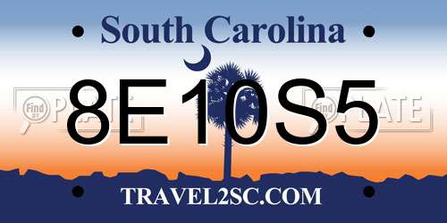 8E10S5 South Carolina License Plate