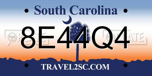 8E44Q4 South Carolina License Plate