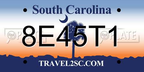 8E45T1 South Carolina License Plate
