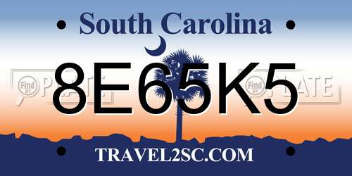 8E65K5 South Carolina License Plate