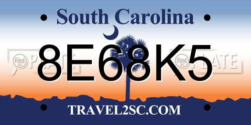 8E68K5 South Carolina License Plate