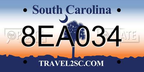 8EA034 South Carolina License Plate