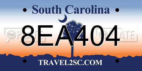8EA404 South Carolina License Plate