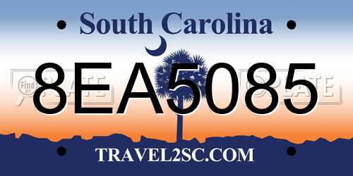 8EA5085 South Carolina License Plate
