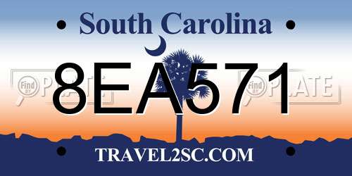 8EA571 South Carolina License Plate