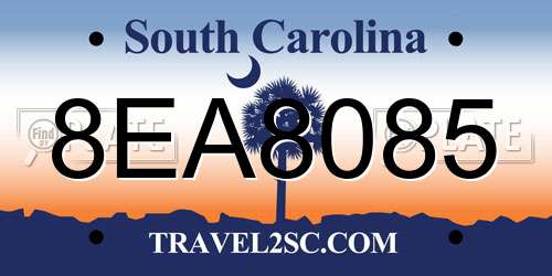 8EA8085 South Carolina License Plate