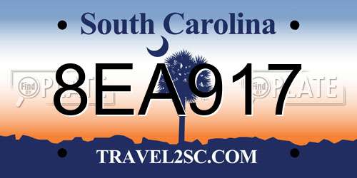 8EA917 South Carolina License Plate