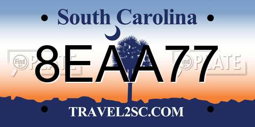 8EAA77 South Carolina License Plate