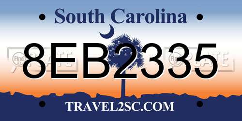 8EB2335 South Carolina License Plate