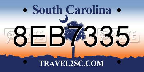 8EB7335 South Carolina License Plate