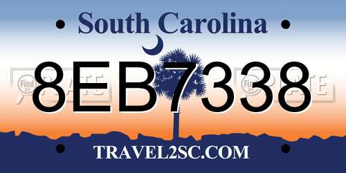 8EB7338 South Carolina License Plate