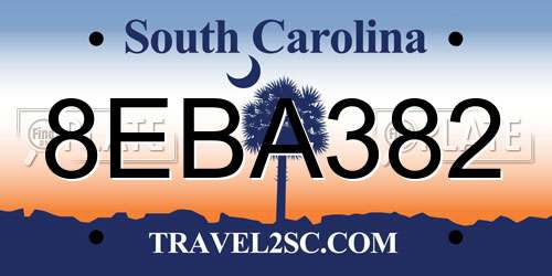 8EBA382 South Carolina License Plate