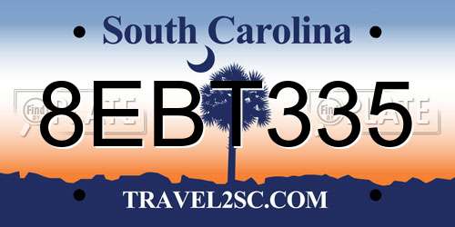 8EBT335 South Carolina License Plate