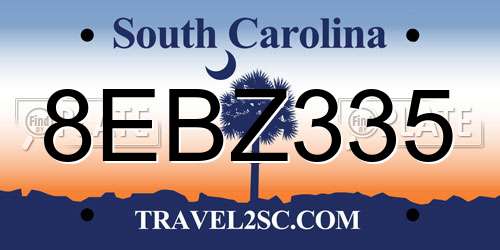 8EBZ335 South Carolina License Plate