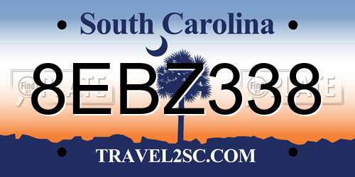 8EBZ338 South Carolina License Plate