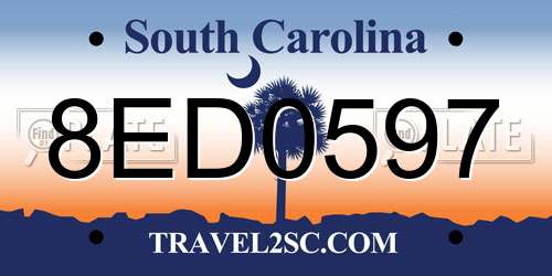 8ED0597 South Carolina License Plate