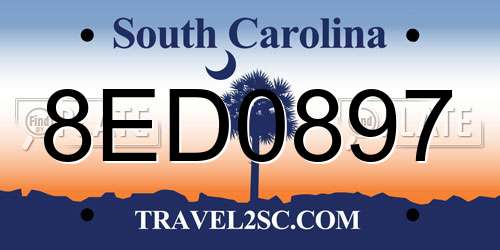 8ED0897 South Carolina License Plate