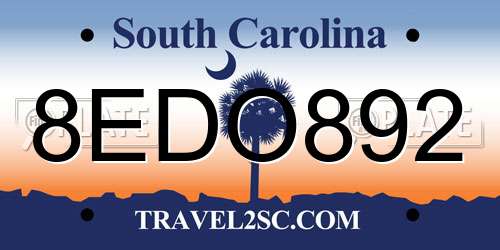 8EDO892 South Carolina License Plate
