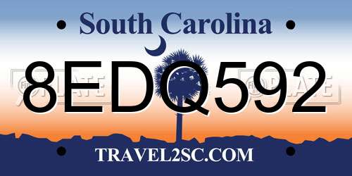 8EDQ592 South Carolina License Plate