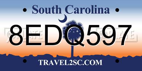 8EDQ597 South Carolina License Plate