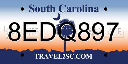 8EDQ897 South Carolina License Plate