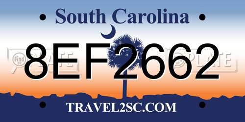 8EF2662 South Carolina License Plate