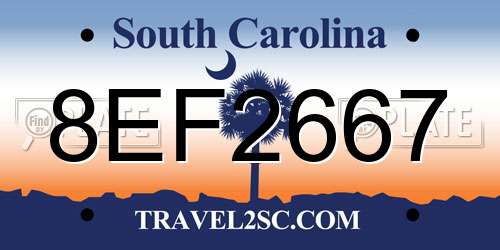 8EF2667 South Carolina License Plate