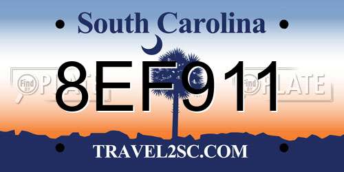 8EF911 South Carolina License Plate