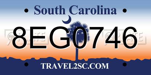 8EG0746 South Carolina License Plate