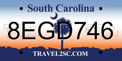 8EGD746 South Carolina License Plate