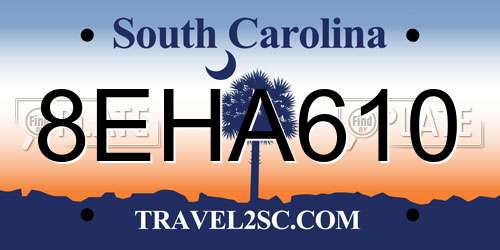 8EHA610 South Carolina License Plate