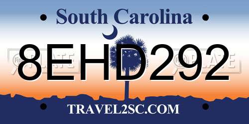 8EHD292 South Carolina License Plate