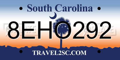 8EHO292 South Carolina License Plate