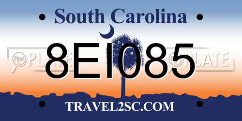 8EI085 South Carolina License Plate