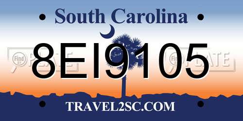 8EI9105 South Carolina License Plate