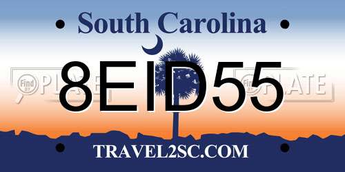 8EID55 South Carolina License Plate