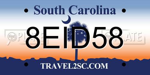 8EID58 South Carolina License Plate