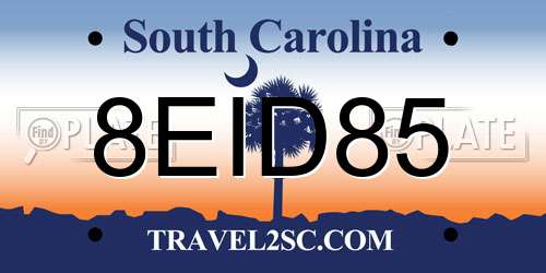 8EID85 South Carolina License Plate