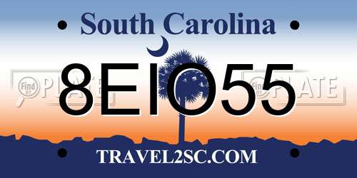 8EIO55 South Carolina License Plate