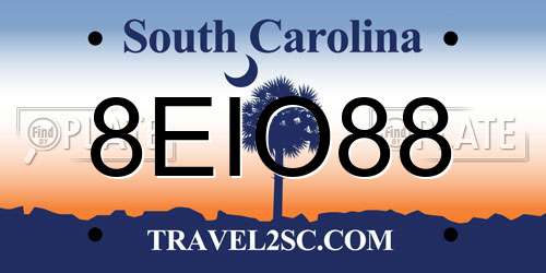 8EIO88 South Carolina License Plate