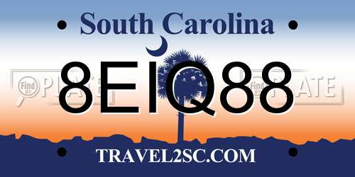 8EIQ88 South Carolina License Plate