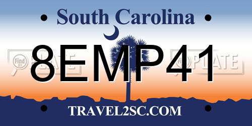 8EMP41 South Carolina License Plate