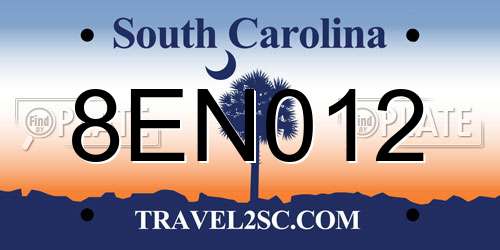 8EN012 South Carolina License Plate