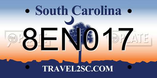 8EN017 South Carolina License Plate