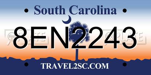 8EN2243 South Carolina License Plate