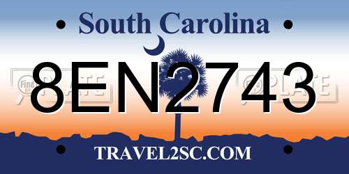 8EN2743 South Carolina License Plate