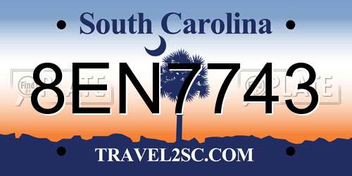 8EN7743 South Carolina License Plate