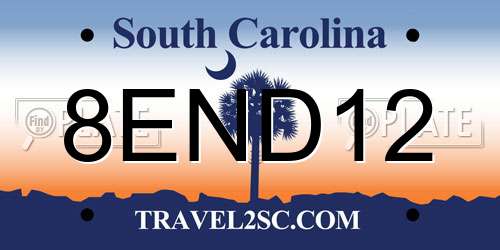 8END12 South Carolina License Plate